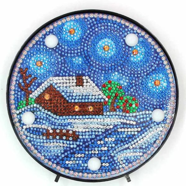Winter Cabin DIY Diamond Painting LED Night Light Online Sale